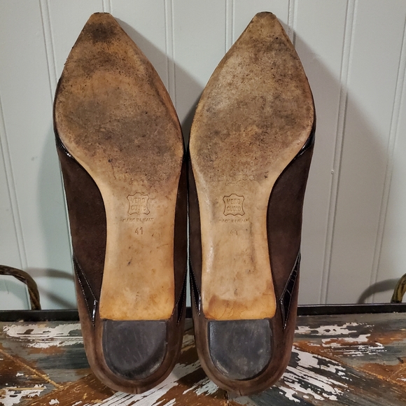 Jimmy Choo Y2k Romy Suede Point-Toe flats patent leather accents womens 10 - Picture 6 of 12